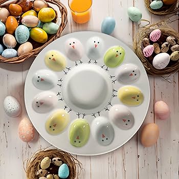 Amazon.com | Ceramic Egg Serving Tray, Ceramic Eggs Serving